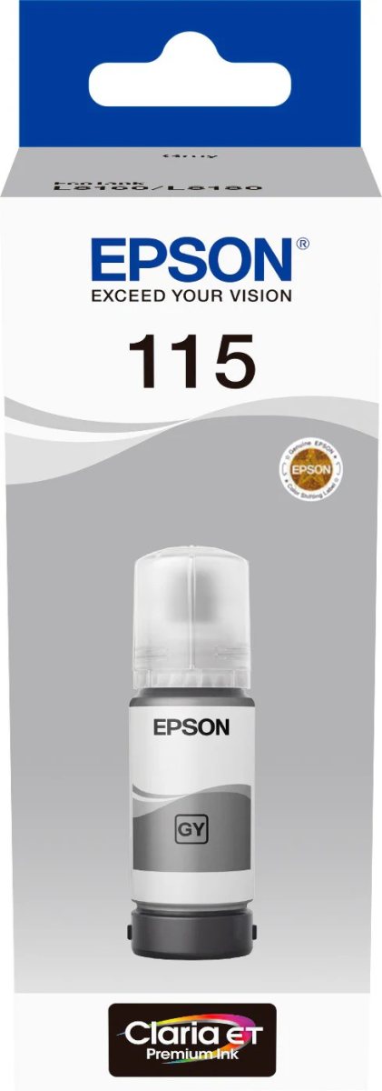 Epson 115 Ink Bottles 70ml EcoTank L8160 6200 pages 2300 Photos Grey